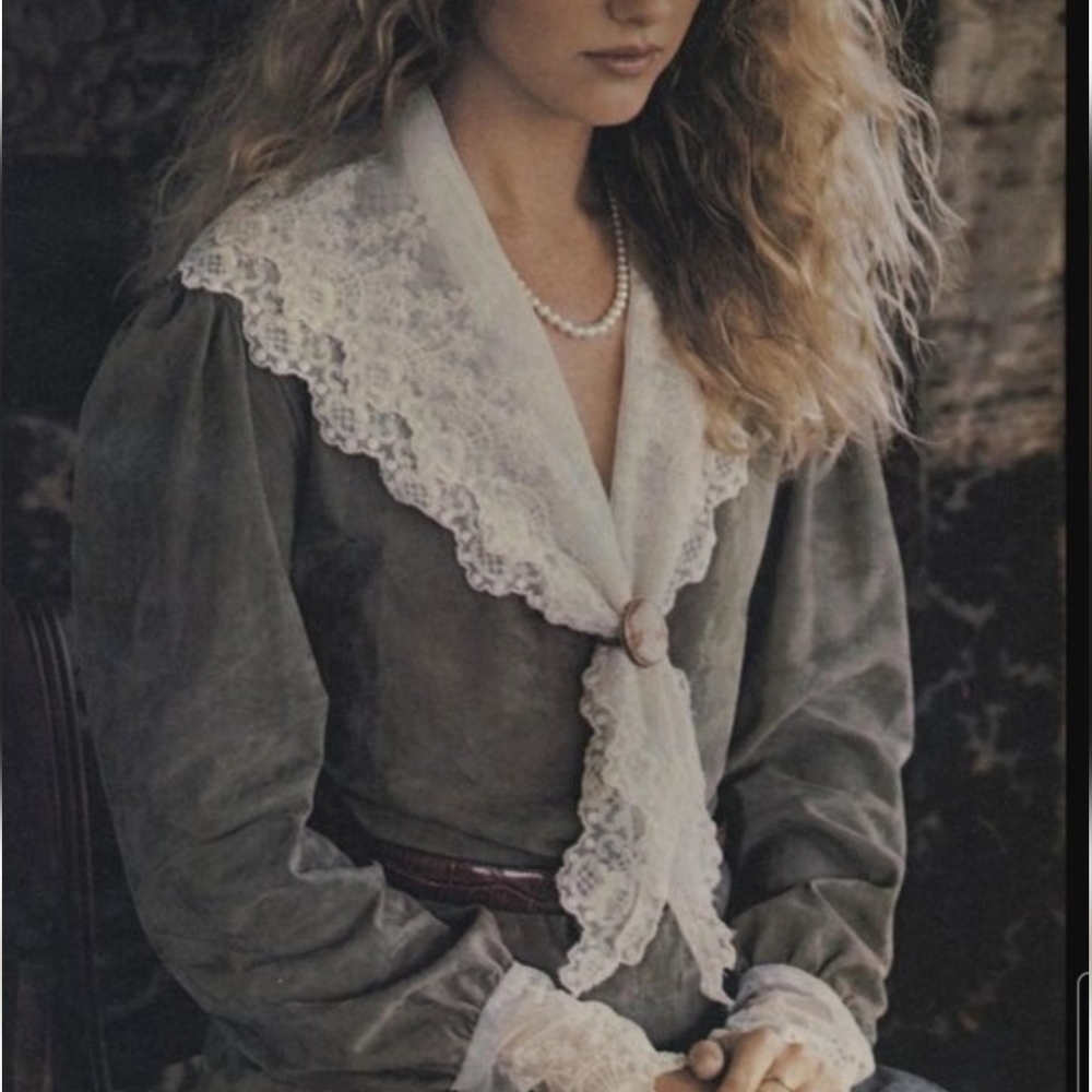 Vintage Ralph Lauren Linen Lace Heritage Victorian Edwardian Size 6 1982 Cream